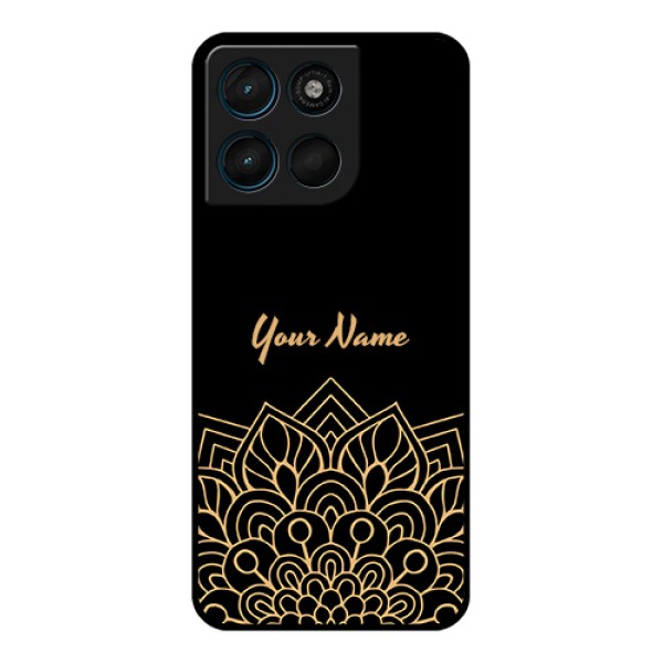 Motorola Moto G57 Power Custom Glass Phone Case - Golden Mandala Design Motorola Moto G57 Power Custom Glass Phone Case - Golden Mandala Design