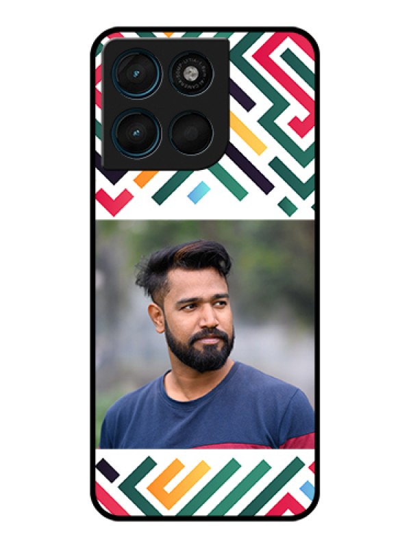 Custom Motorola Moto G57 Power Custom Glass Phone Case - Colorful Maze Pattern Design