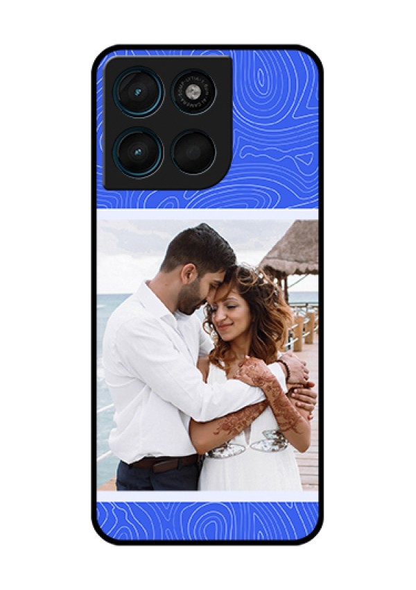 Motorola Moto G57 Power Custom Glass Phone Case - Curved Line Art With Blue And White Design