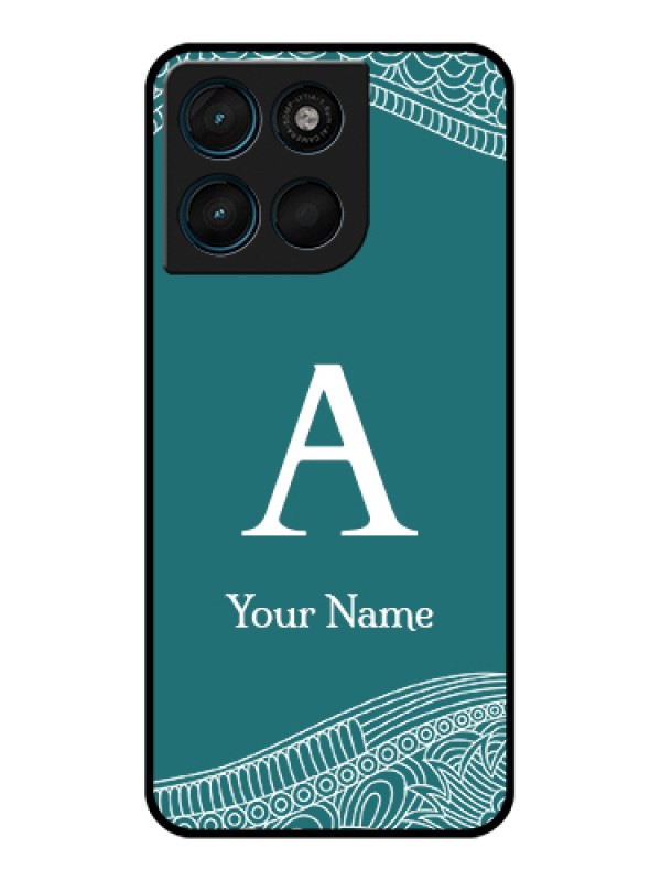 Custom Motorola Moto G57 Power Custom Glass Phone Case - Line Art Pattern With Custom Name Design