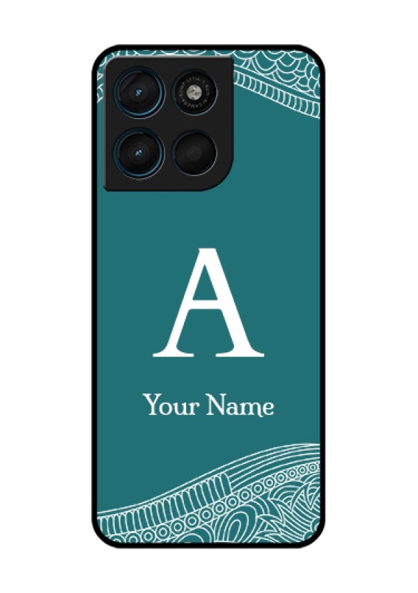 Motorola Moto G57 Power Custom Glass Phone Case - Line Art Pattern With Custom Name Design
