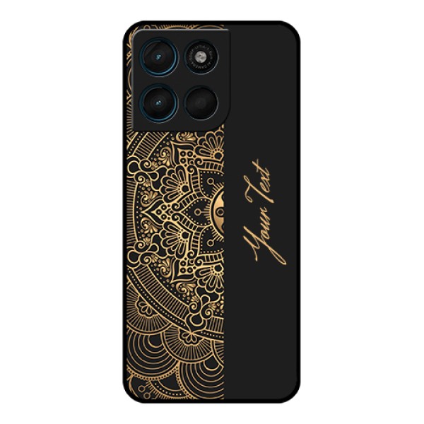 Motorola Moto G57 Power Custom Glass Phone Case - Mandala Art With Custom Text Design