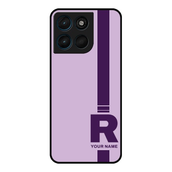 Motorola Moto G57 Power Custom Glass Phone Case - Simple Dual Tone Stripe With Name Design Motorola Moto G57 Power Custom Glass Phone Case - Simple Dual Tone Stripe With Name Design