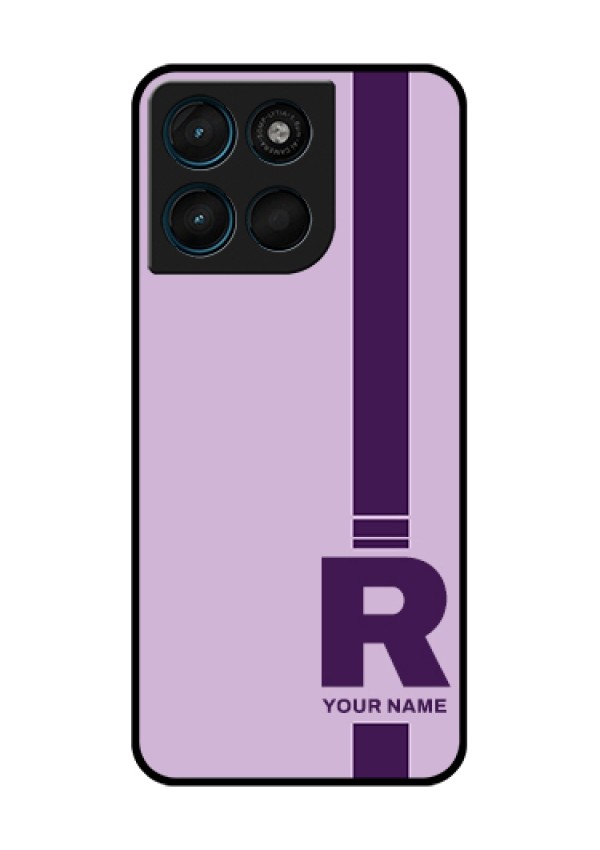 Motorola Moto G57 Power Custom Glass Phone Case - Simple Dual Tone Stripe With Name Design