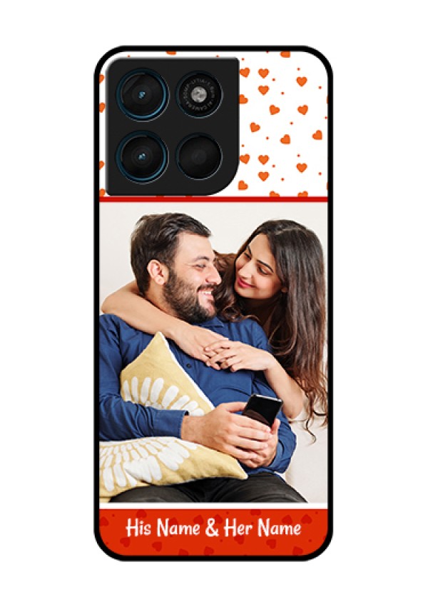Motorola Moto G67 Power Custom Glass Phone Case - Orange Love Symbol Design