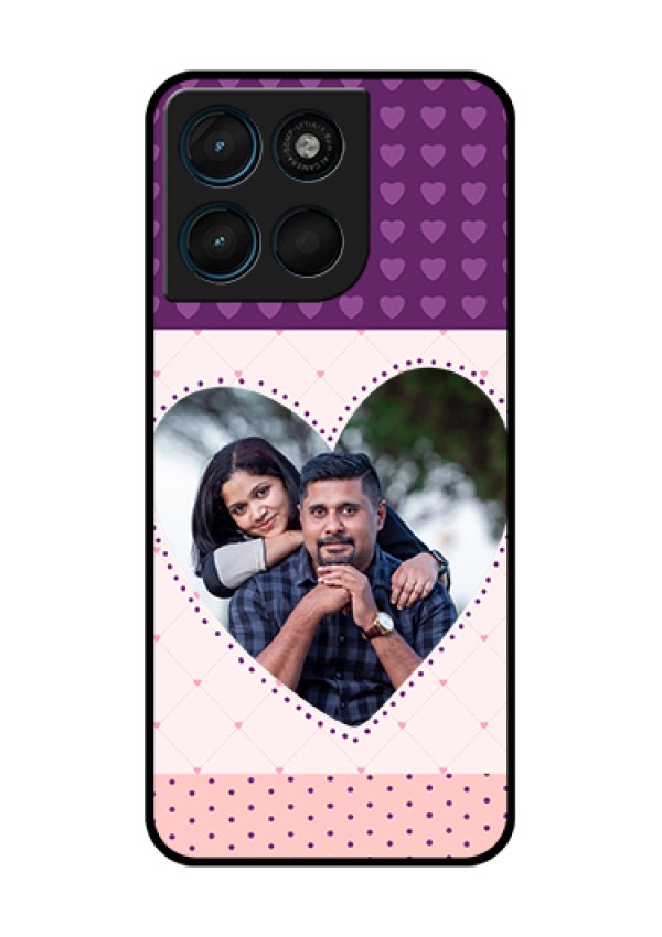 Motorola Moto G67 Power Custom Glass Phone Case - Violet Love Dots Design