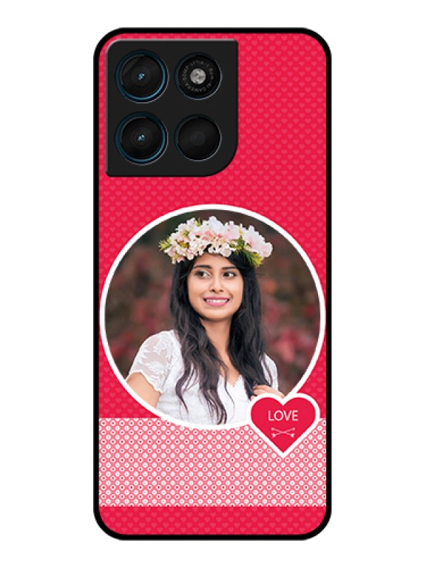 Custom Motorola Moto G67 Power Custom Glass Phone Case - Pink Color Pattern Design