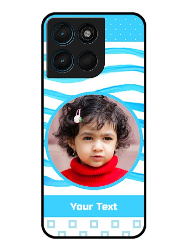 Custom Motorola Moto G67 Power Custom Glass Phone Case - Simple Blue Case Design