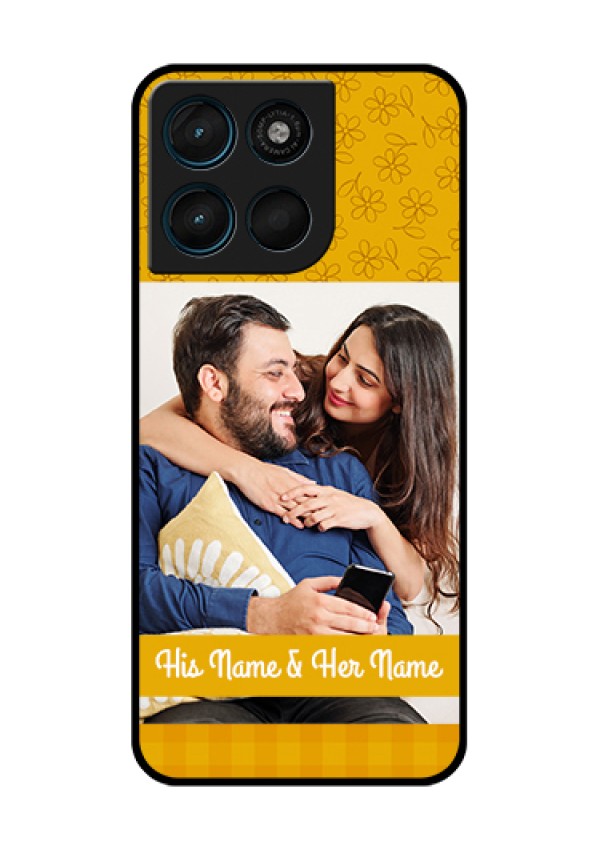 Motorola Moto G67 Power Custom Glass Phone Case - Yellow Floral Design