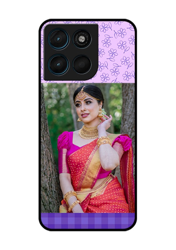 Motorola Moto G67 Power Custom Glass Phone Case - Purple Floral Design