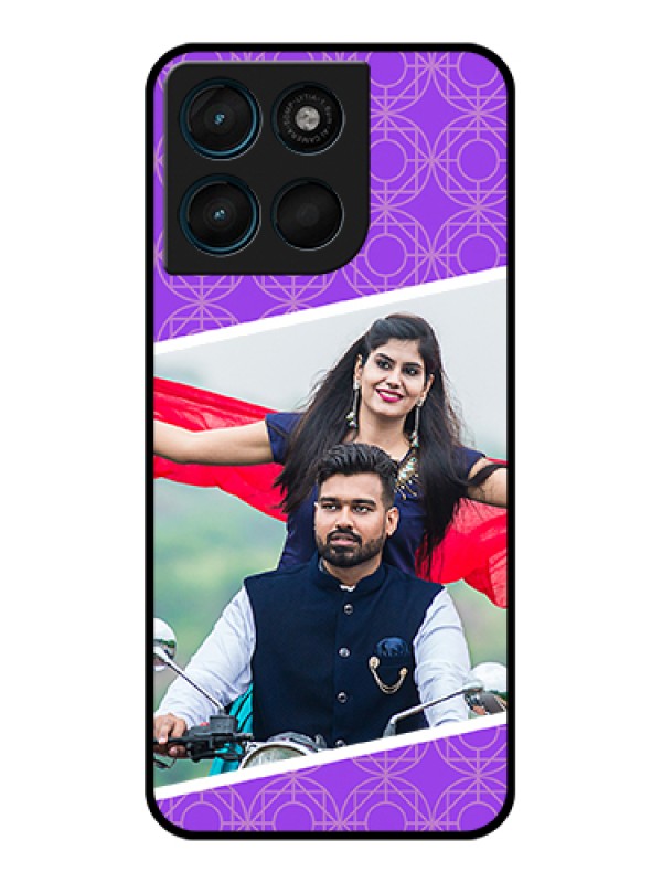 Custom Motorola Moto G67 Power Custom Glass Phone Case - Violet Color Pattern Design