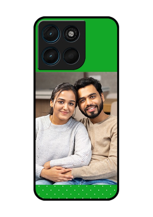 Motorola Moto G67 Power Custom Glass Phone Case - Green Pattern Design
