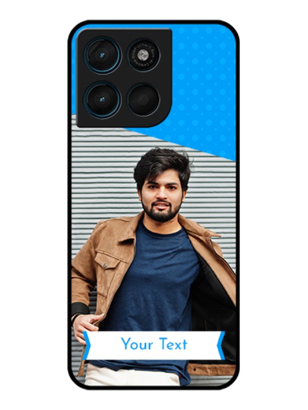 Custom Motorola Moto G67 Power Custom Glass Phone Case - Simple Blue Color Design