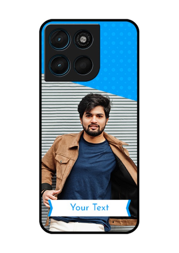 Motorola Moto G67 Power Custom Glass Phone Case - Simple Blue Color Design