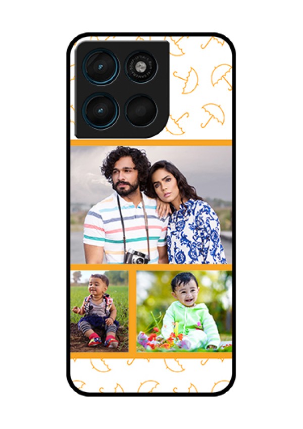 Motorola Moto G67 Power Custom Glass Phone Case - Yellow Pattern Design