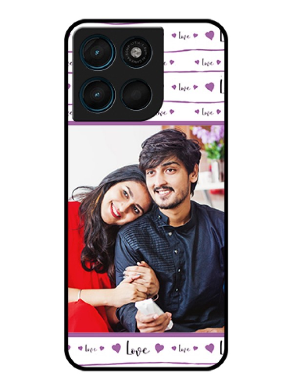 Custom Motorola Moto G67 Power Custom Glass Phone Case - Couples Heart Design