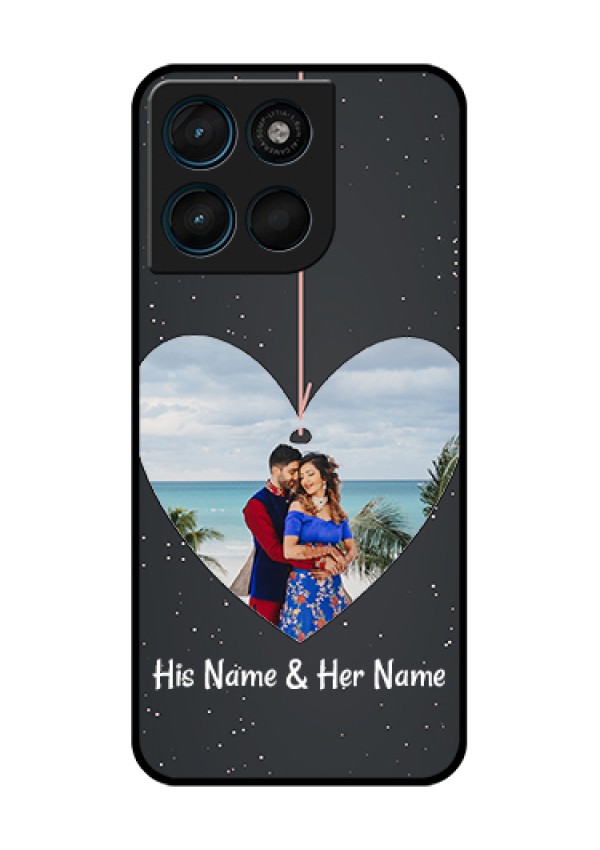 Motorola Moto G67 Power Custom Glass Phone Case - Hanging Heart Design