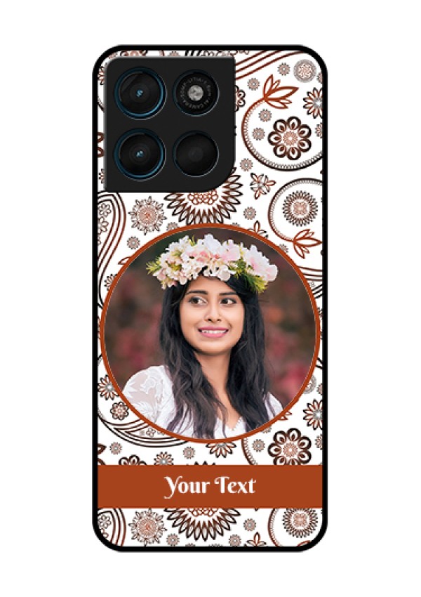 Motorola Moto G67 Power Custom Glass Phone Case - Abstract Flower Design