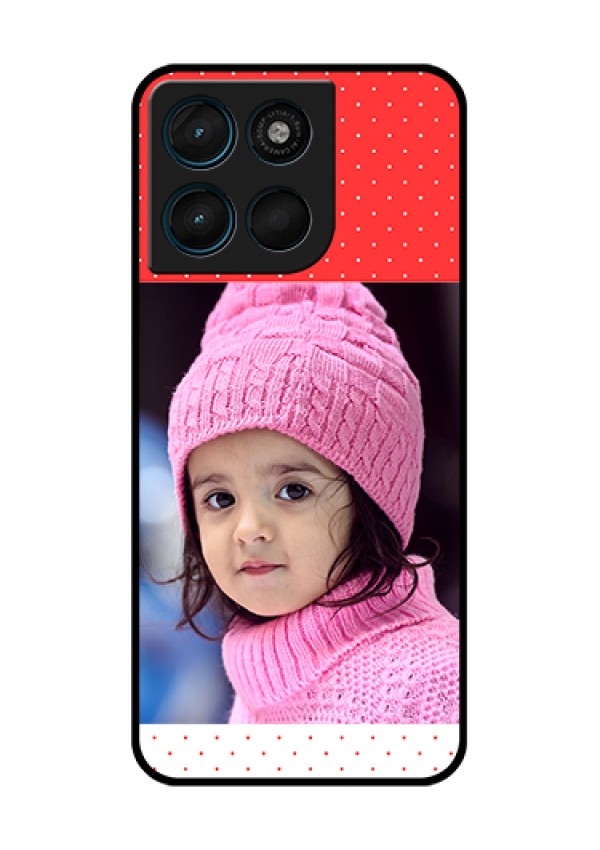 Motorola Moto G67 Power Custom Glass Phone Case - Red Pattern Design
