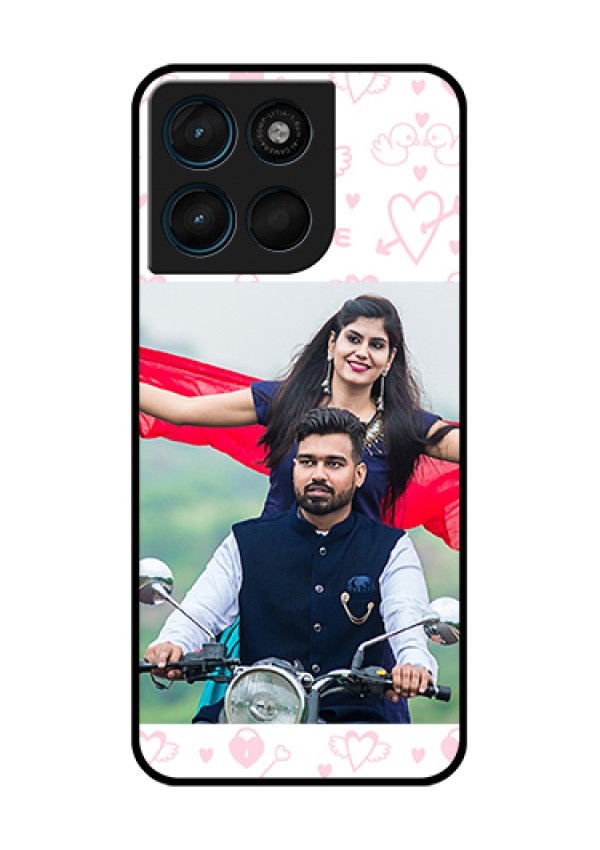 Motorola Moto G67 Power Custom Glass Phone Case - Pink Flying Heart Design