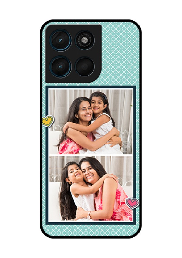 Motorola Moto G67 Power Custom Glass Phone Case - 2 Image Holder With Pattern Design