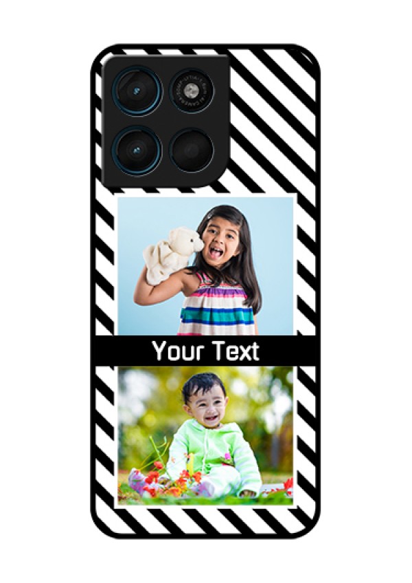 Motorola Moto G67 Power Custom Glass Phone Case - Black And White Stripes Design