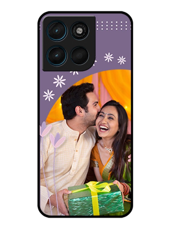 Custom Motorola Moto G67 Power Custom Glass Phone Case - Lavender Flowers Design