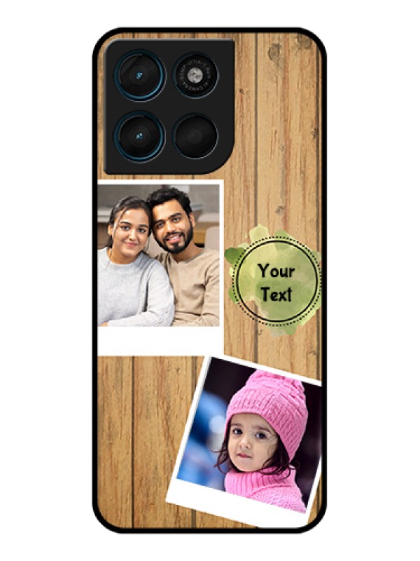 Custom Motorola Moto G67 Power Custom Glass Phone Case - Wooden Texture Design