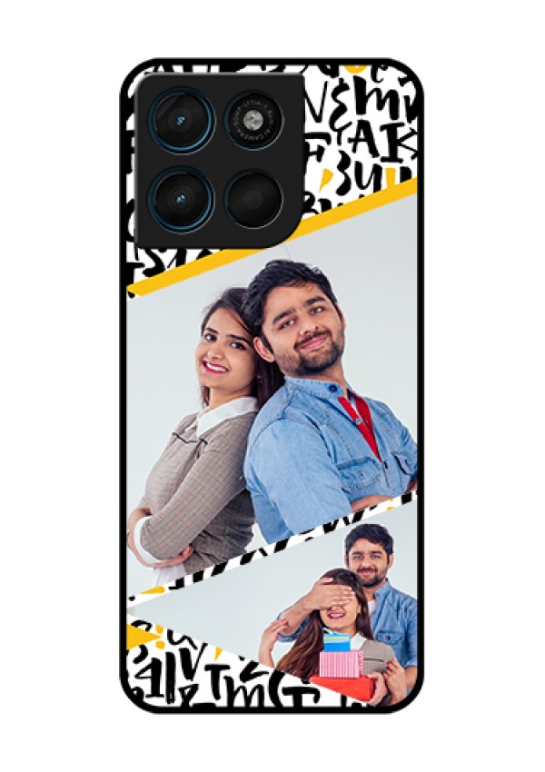 Motorola Moto G67 Power Custom Glass Phone Case - Letters Pattern Design