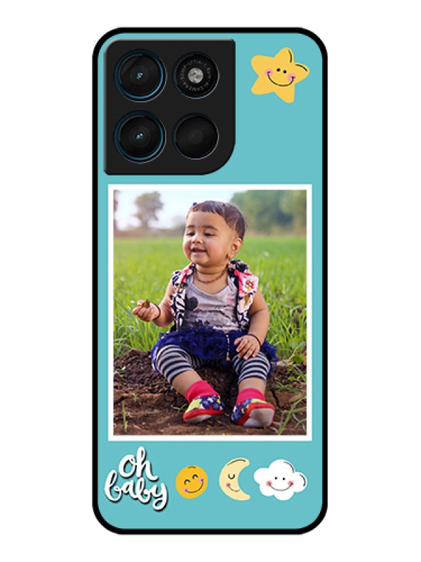 Custom Motorola Moto G67 Power Custom Glass Phone Case - Smiley Kids Stars Design