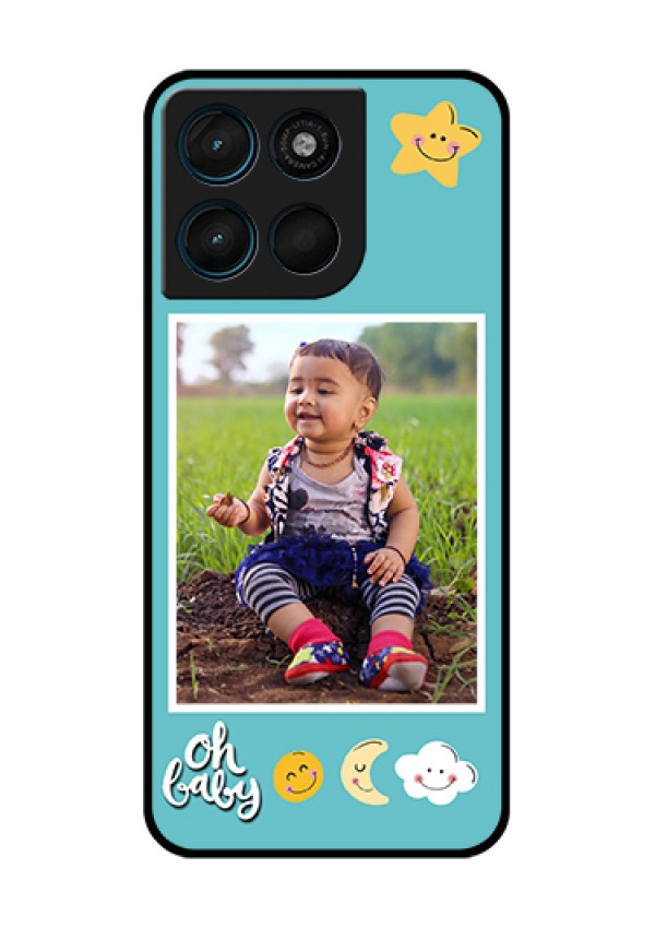 Motorola Moto G67 Power Custom Glass Phone Case - Smiley Kids Stars Design