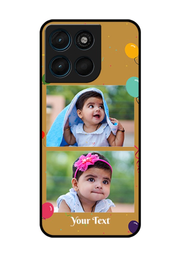 Motorola Moto G67 Power Custom Glass Phone Case - Image Holder With Birthday Celebrations Design