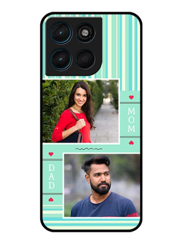 Custom Motorola Moto G67 Power Custom Glass Phone Case - Mom & Dad Pic Design