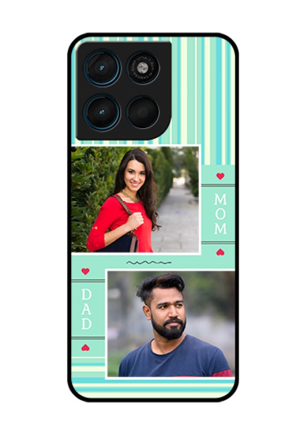 Motorola Moto G67 Power Custom Glass Phone Case - Mom & Dad Pic Design