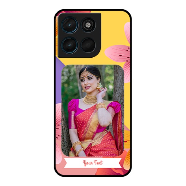 Motorola Moto G67 Power Custom Glass Phone Case - 3 Image With Vintage Floral Design Motorola Moto G67 Power Custom Glass Phone Case - 3 Image With Vintage Floral Design