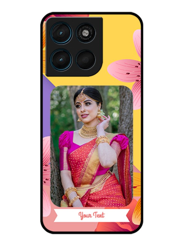 Custom Motorola Moto G67 Power Custom Glass Phone Case - 3 Image With Vintage Floral Design