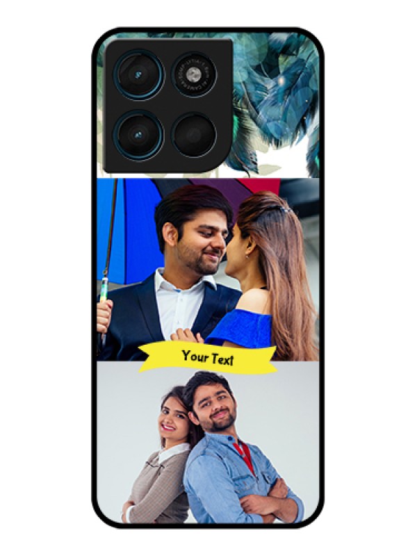 Custom Motorola Moto G67 Power Custom Glass Phone Case - Image With Boho Peacock Feather Design