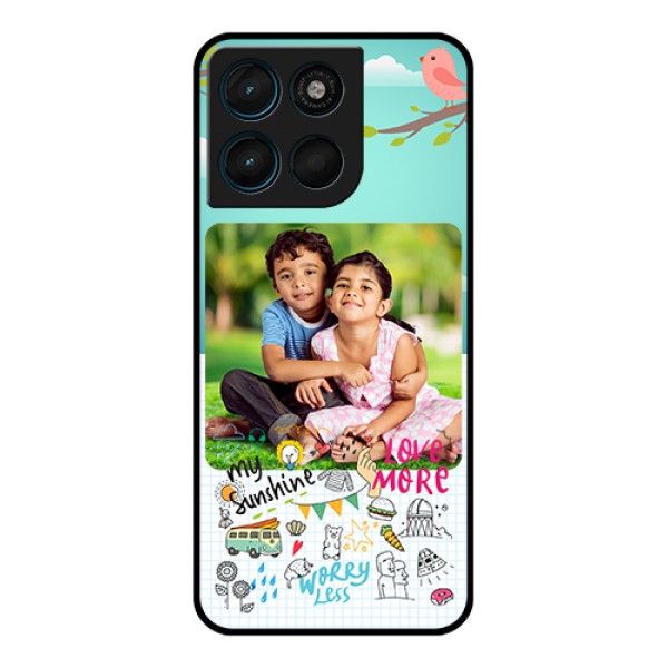 Motorola Moto G67 Power Custom Glass Phone Case - Doodle Love Design