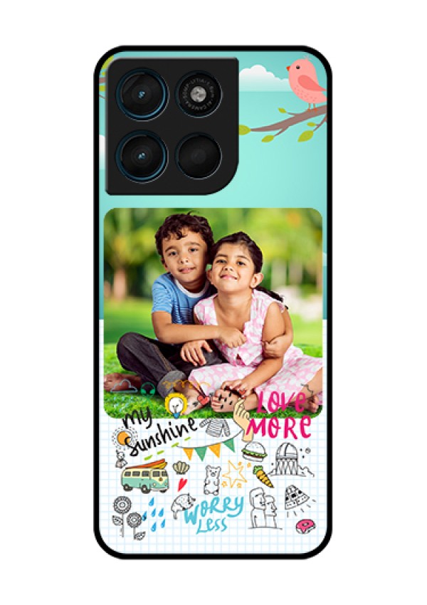 Motorola Moto G67 Power Custom Glass Phone Case - Doodle Love Design