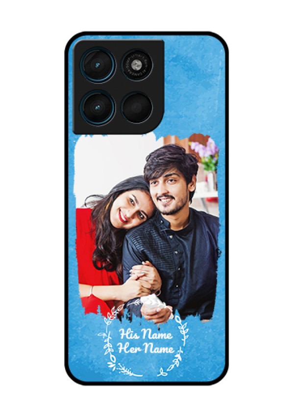 Motorola Moto G67 Power Custom Glass Phone Case - Blue Color Vintage Design