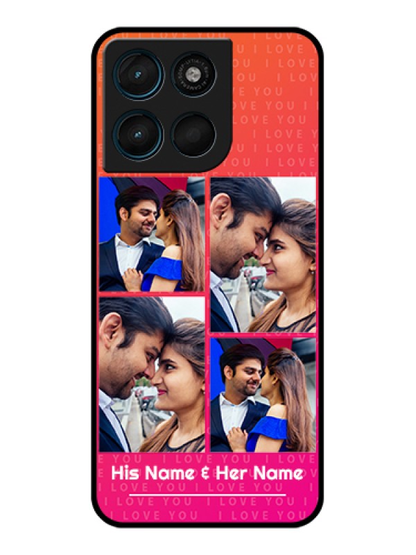 Custom Motorola Moto G67 Power Custom Glass Phone Case - I Love You Pink Design