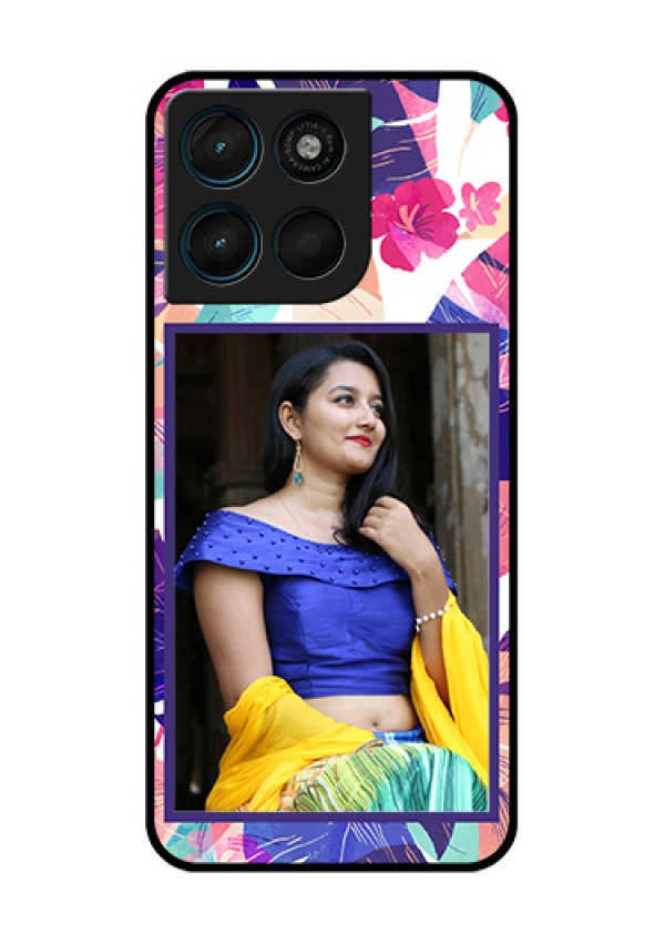 Motorola Moto G67 Power Custom Glass Phone Case - Abstract Floral Design