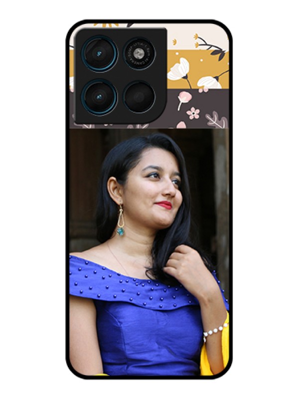 Custom Motorola Moto G67 Power Custom Glass Phone Case - Stylish Floral Design