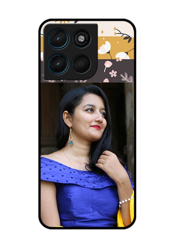 Motorola Moto G67 Power Custom Glass Phone Case - Stylish Floral Design