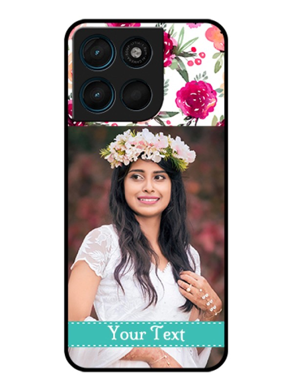 Custom Motorola Moto G67 Power Custom Glass Phone Case - Water Colors Floral Design