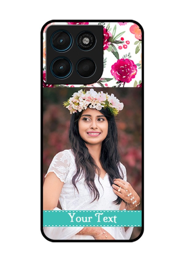 Motorola Moto G67 Power Custom Glass Phone Case - Water Colors Floral Design