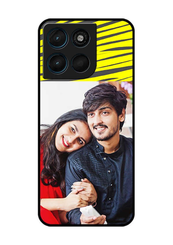 Motorola Moto G67 Power Custom Glass Phone Case - Yellow Abstract Design