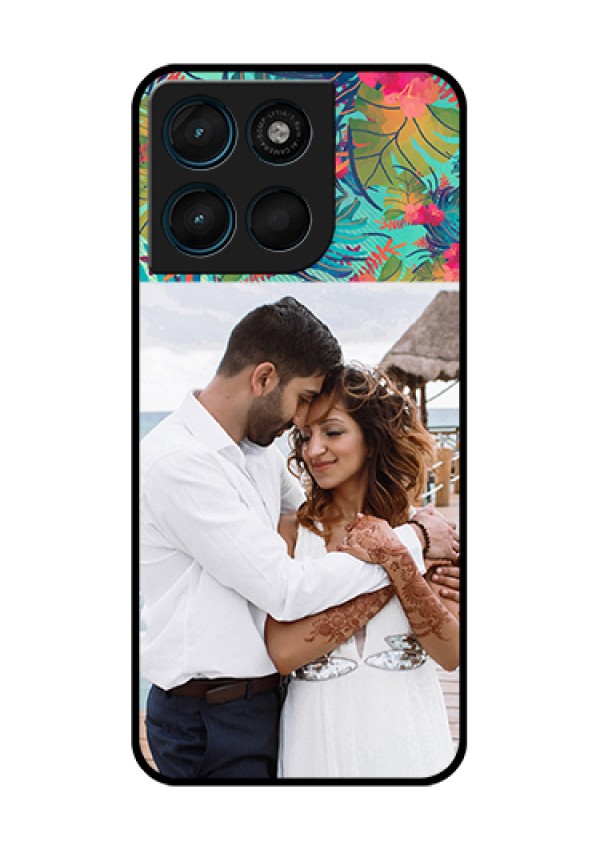 Motorola Moto G67 Power Custom Glass Phone Case - Watercolor Floral Design