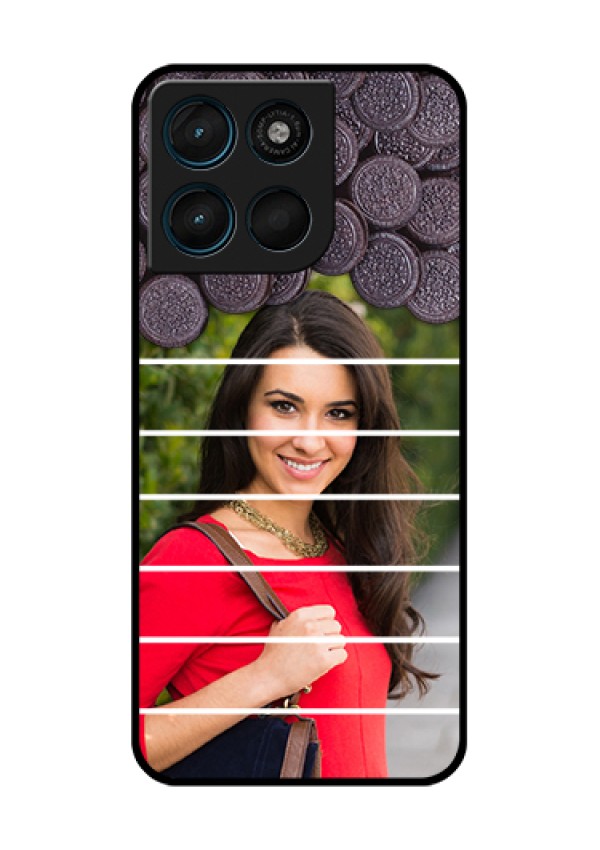 Motorola Moto G67 Power Custom Glass Phone Case - With Oreo Biscuit Design