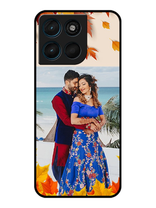 Custom Motorola Moto G67 Power Custom Glass Phone Case - Autumn Maple Leaves Design